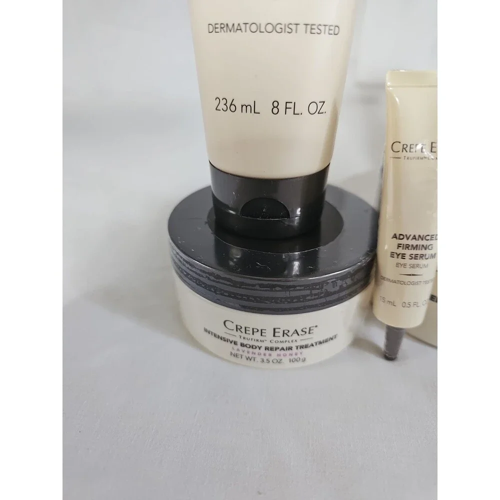 New Crepe Erase Trufirm Complex 5 piece set Dermatologist tested Lavender Honey